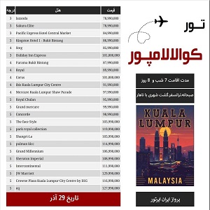 تور کوالالامپور 29 آذر تور کوالالامپور 29 آذر